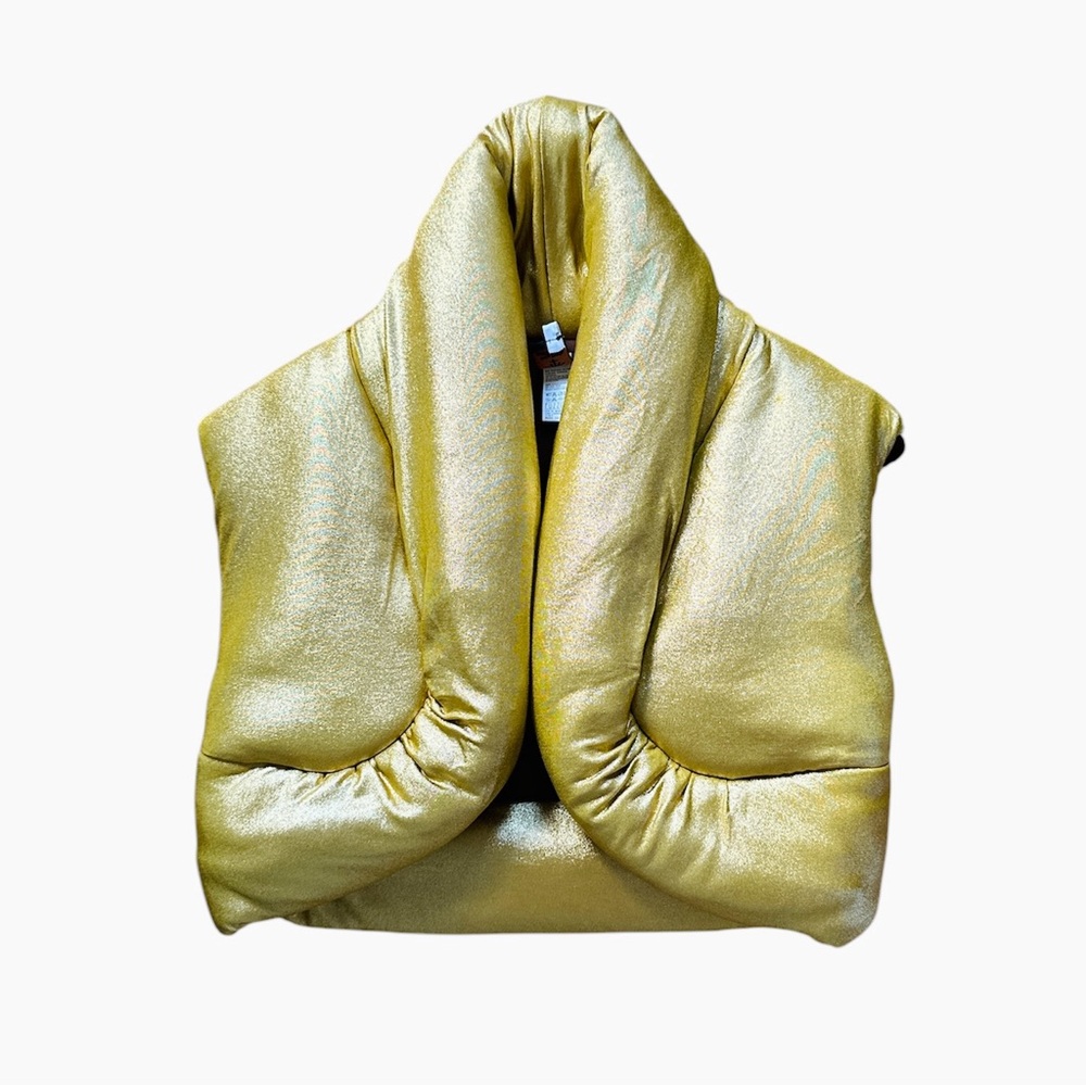 RARE Jean Paul Gaultier Soleil Gold Metallic Pillow Puffer Vest